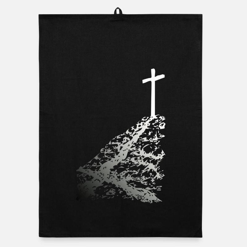 Croix blanche avec ombre Torchon bio