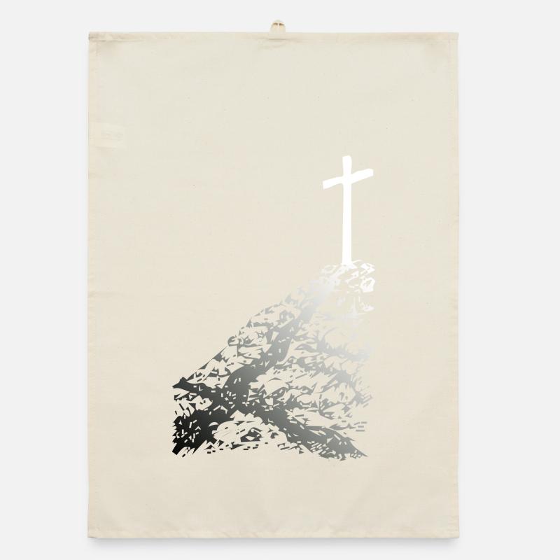 Croix blanche avec ombre Torchon bio