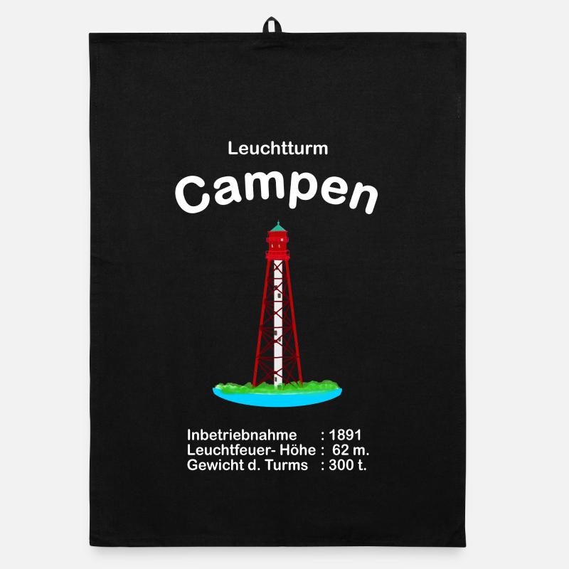 Leuchtturm Campen an der Ems Nordsee Handzeichnung Organic Geschirrtuch