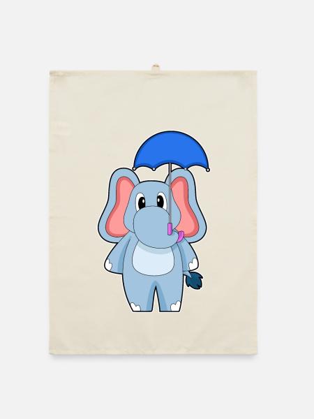 Elephant Umbrella - Organic dish towel - nature - Front