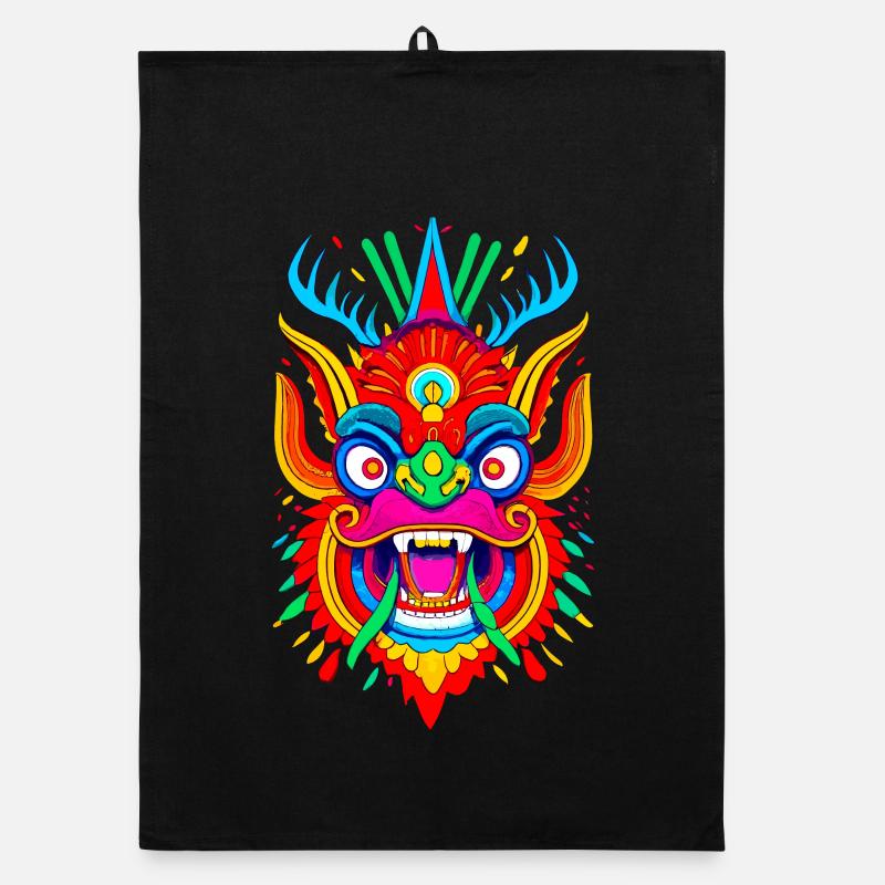 Bunte Drachenmaske Organic Geschirrtuch