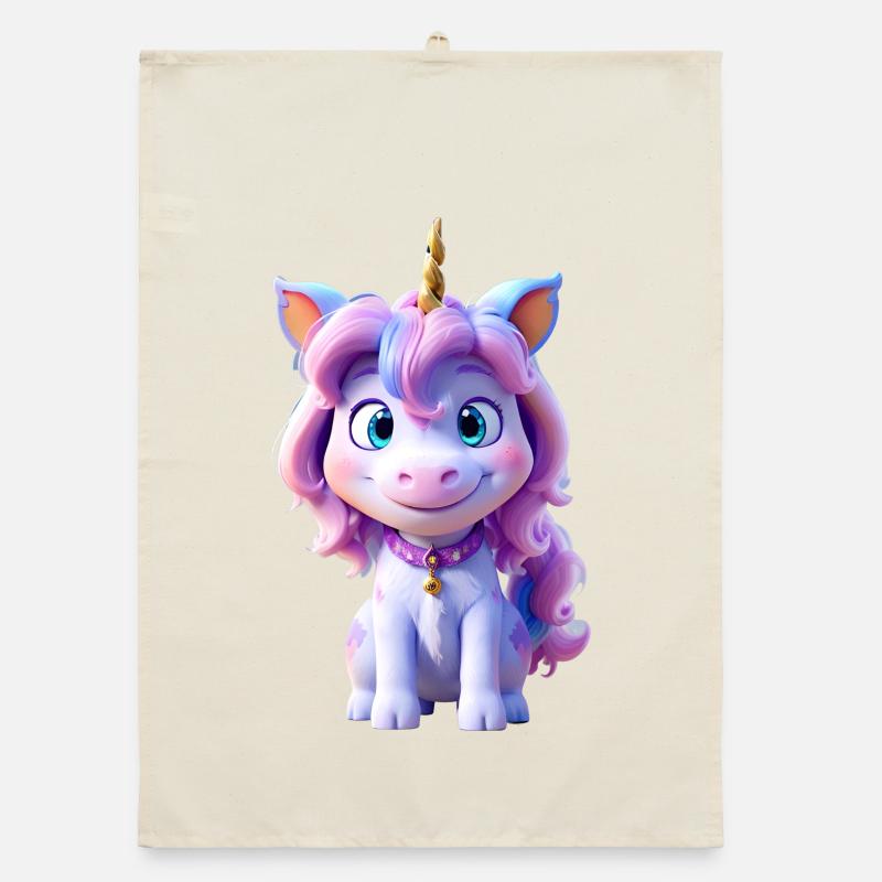 Wunderschönes kleines 3D-Einhorn Organic Geschirrtuch