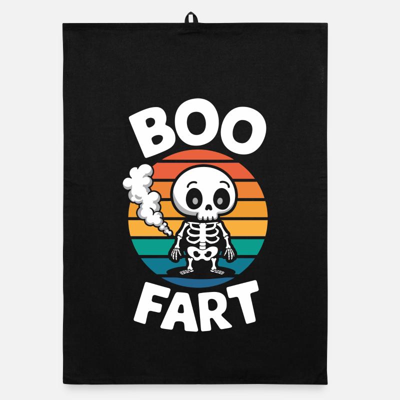 Farting Skeleton – Funny Halloween Organic dish towel
