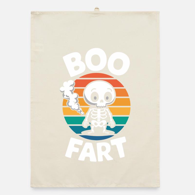 Farting Skeleton – Funny Halloween Organic dish towel