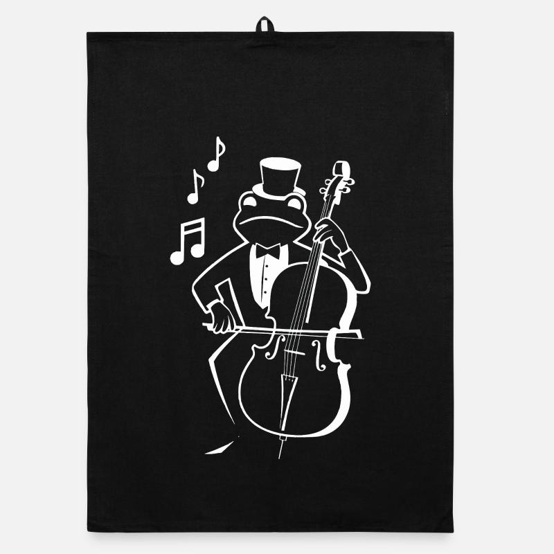 Frosch spielt Kontrabass - lustiger Kontrabassist Organic Geschirrtuch