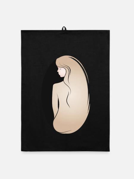 Elegante Frauensilhouette – stilvoll & ruhig - Organic Geschirrtuch - Schwarz - Vorne