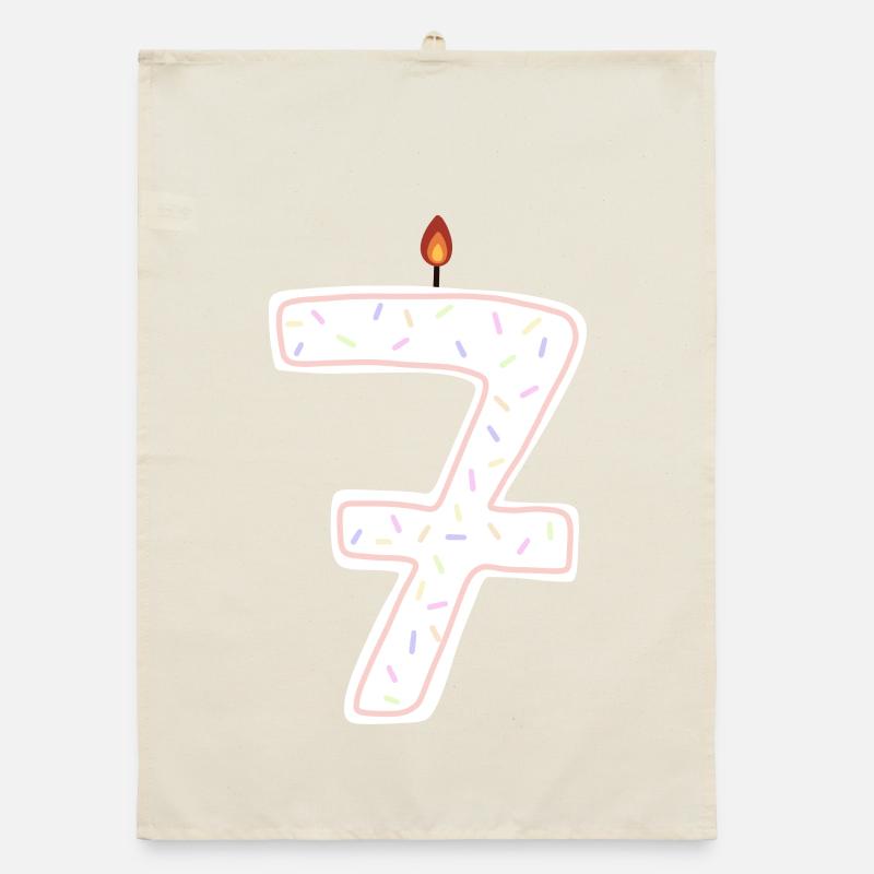 Skurrile Geburtstagskerze Nummer Sieben Organic Geschirrtuch