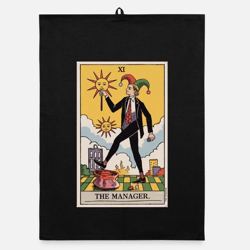 The Manager Funny Tarot Card Design Organic dish towel