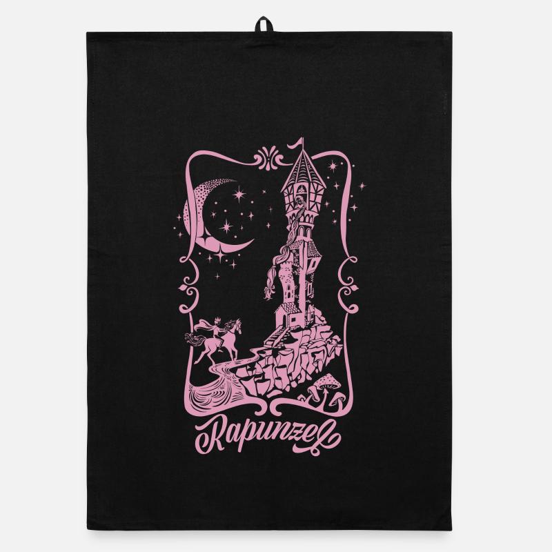 Rapunzel Turm Pink Silhouette Organic Geschirrtuch