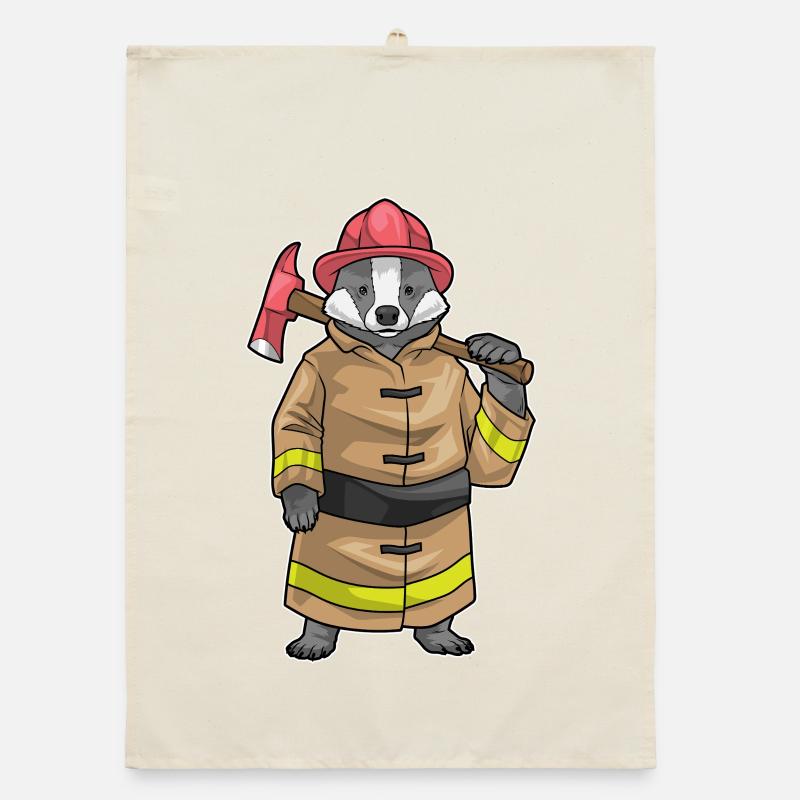 Badger Pompier Hache Brigade de pompiers Torchon bio