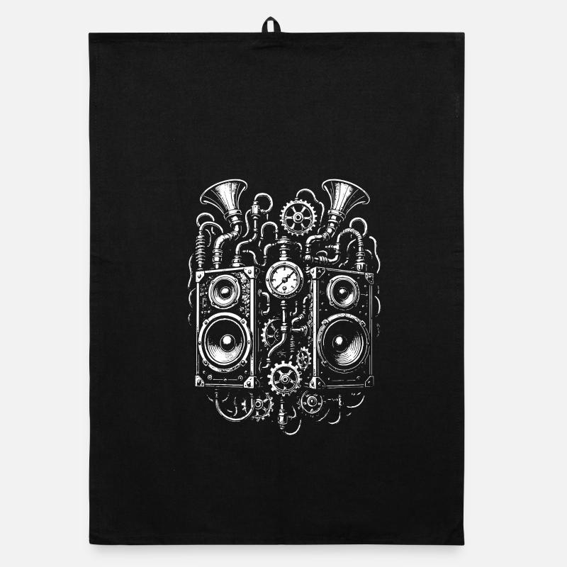 Steampunk Audio Gear Illustration Organic dish towel