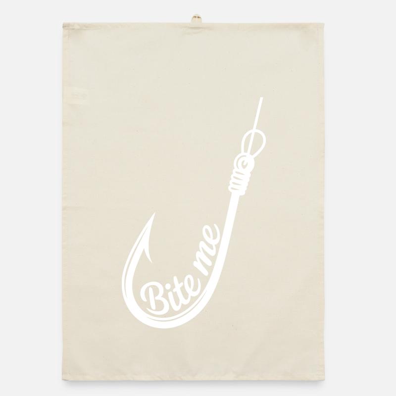 Bite Me Hook Graphic Organic dish towel