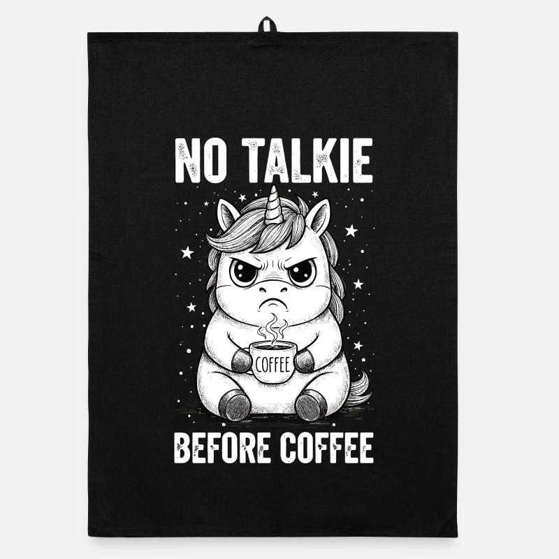 No conversation in front of coffee lover unicorn Organic dish towel