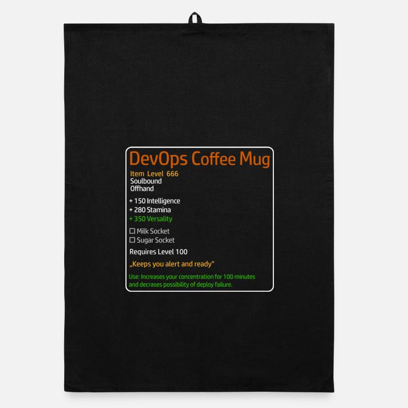 DevOps Coffee Mug System Admin Theme - Organic dish towel - black