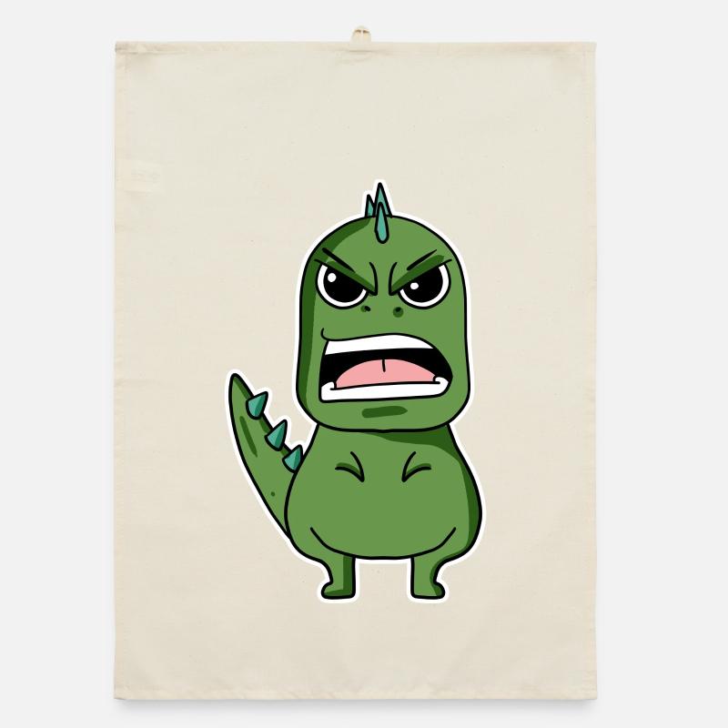 angry dino Organic dish towel