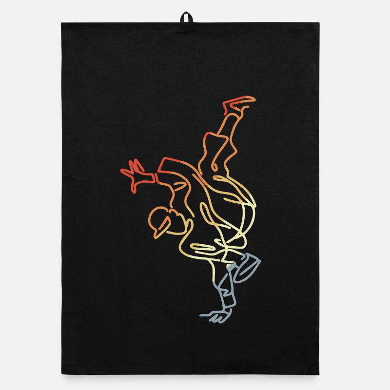 Vintage Breakdancing Boy Drawing Organic dish towel