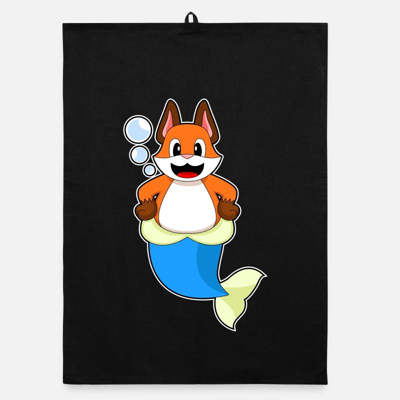 Fox Mermaid Organic dish towel