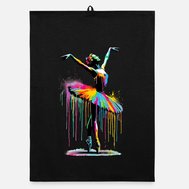 Balletttänzerin mit Tutu - Organic Geschirrtuch - Schwarz