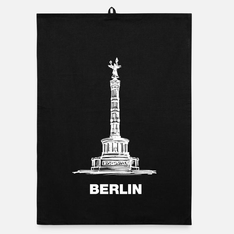 Berlin - Siegessäule/Goldelse - Organic Geschirrtuch - Schwarz
