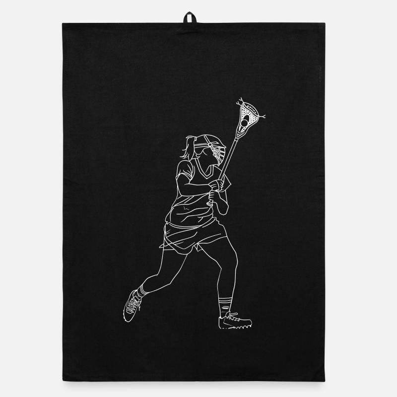 Lacrosse Player Sketch Organic dish towel