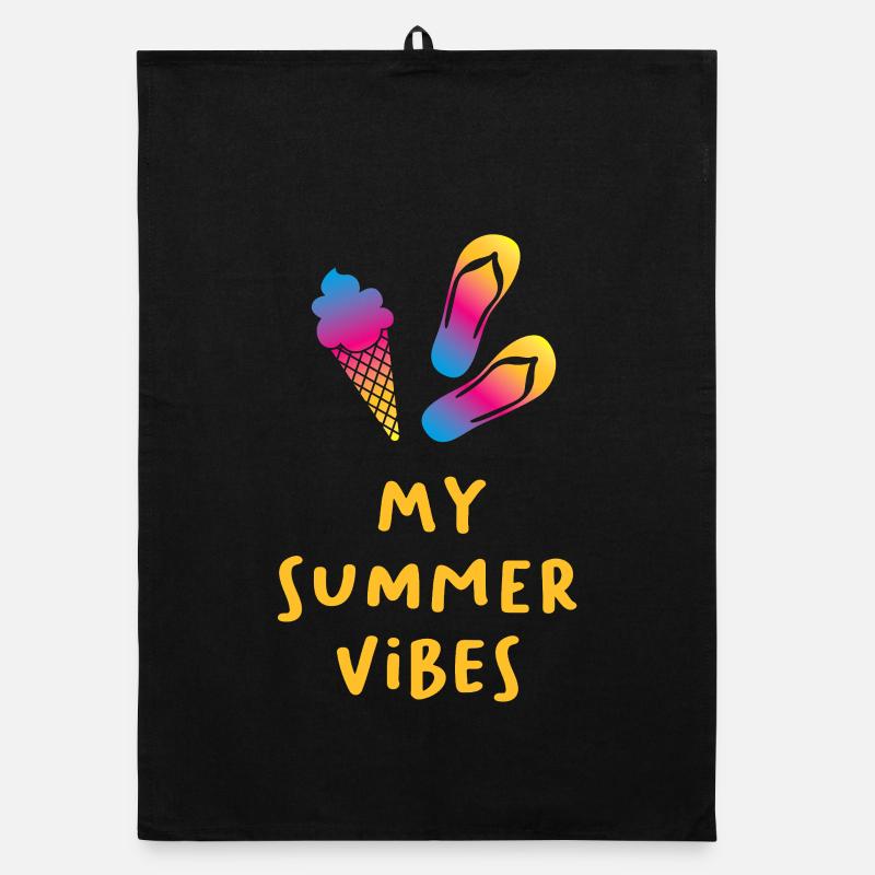 Summer Vibes Eis Flip Flops Quote Sommer Urlaub Organic Geschirrtuch