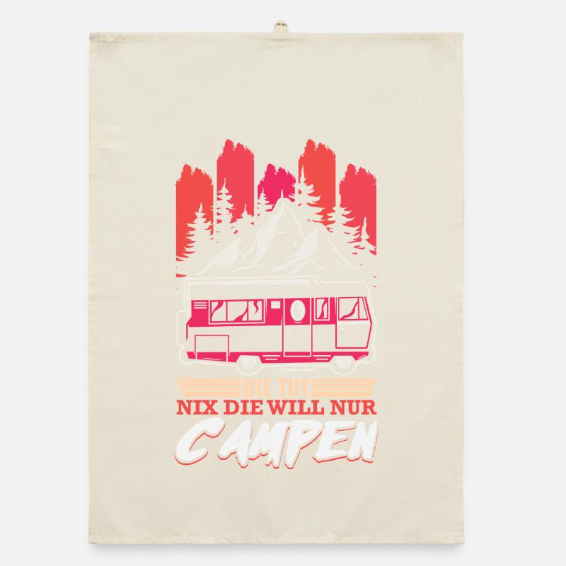 Camper Camping Caravan Saying Organic dish towel