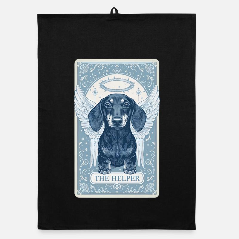 Tarot Xmas Karte – Engel Dackel „The Helper“ Organic Geschirrtuch