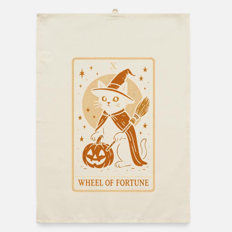 Witch Cat with Pumpkin Halloween Design Organic dish towel