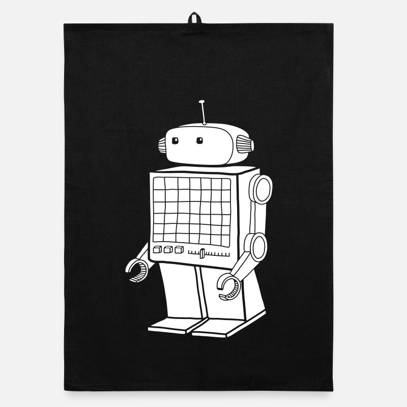 Retro Robot – Vintage AI Android Design Organic dish towel