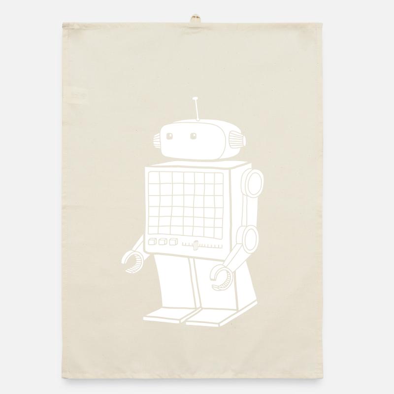 Retro Roboter – Vintage KI Android Design Organic Geschirrtuch