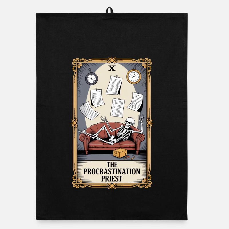 The Procrastination Priest Skeleton Procrastination Organic dish towel