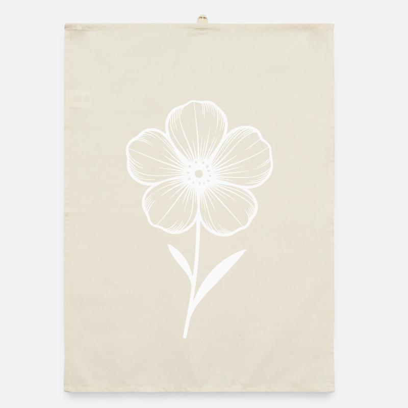 Fleur blanche graphique - variable de couleur Torchon bio