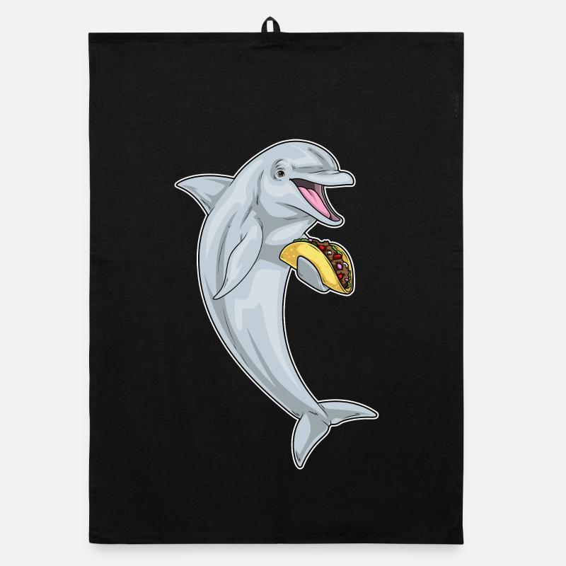 Delfin Taco - Organic Geschirrtuch - Schwarz