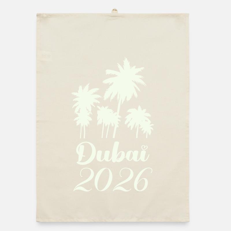 Dubai Palmen 2026 Script Organic Geschirrtuch