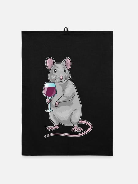 Maus Rotwein - Organic Geschirrtuch - Schwarz - Vorne