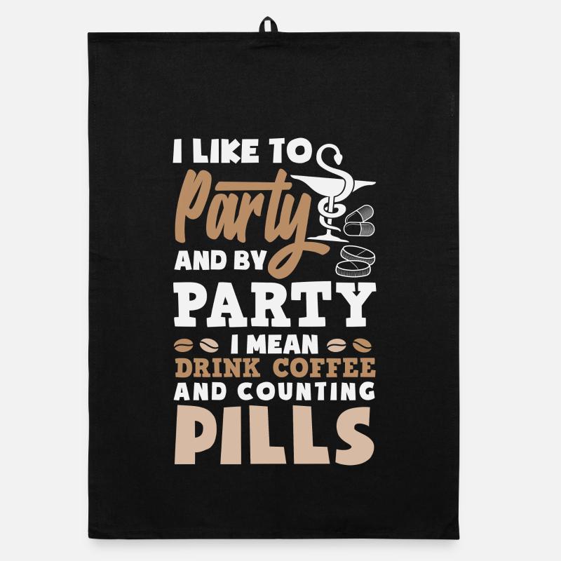 Fête, boisson, café, comptage les pilules, pharmacien Torchon bio