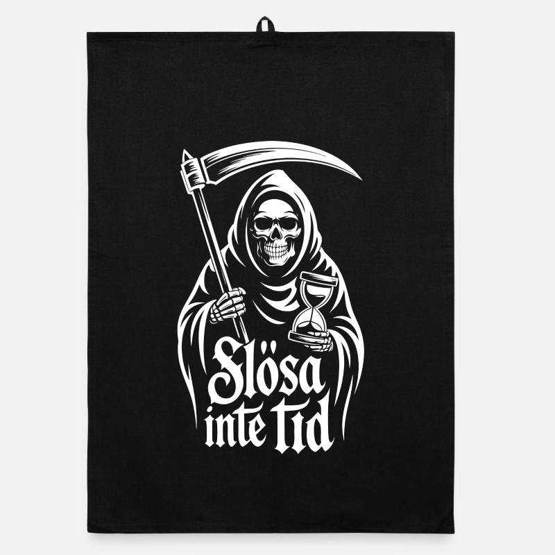 Horloge de l’Ange de la Mort – Ne Perdez Pas De Temps Torchon bio