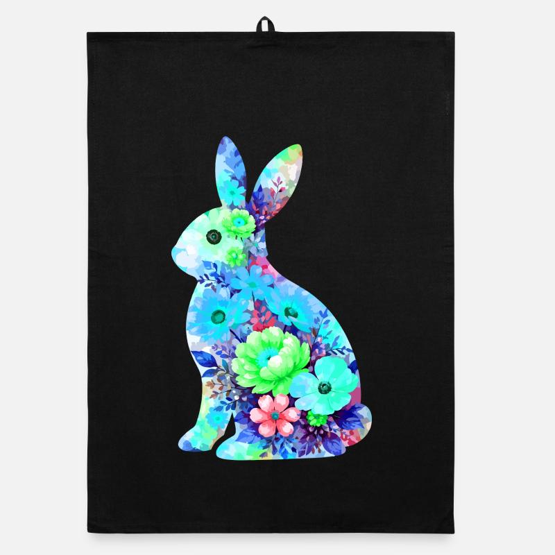 Silhouette aquarelle de Pâques de Bunny Torchon bio