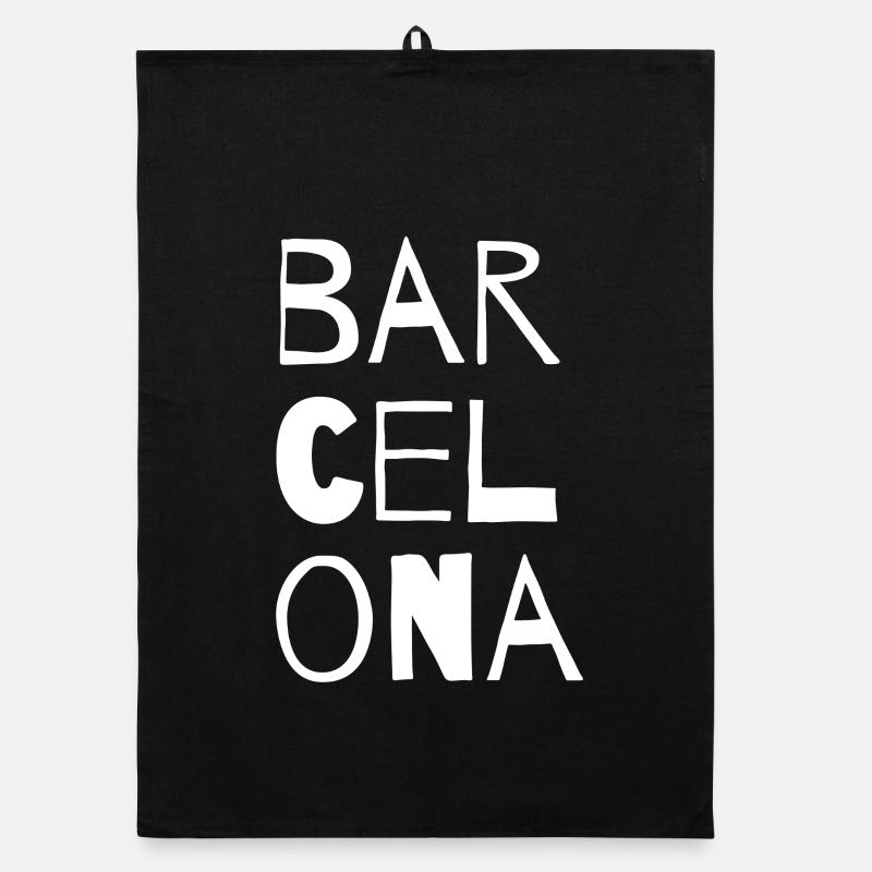 Barcelona Vertical Lettering Design Organic dish towel
