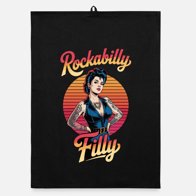 Vibrations rétro de pouliches rockabilly Torchon bio