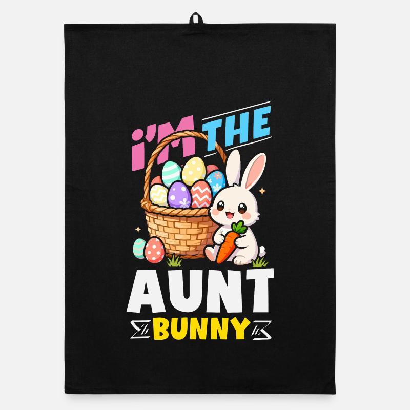 Joyeuse Pâques, douce chasse aux œufs du lapin, œufs de Pâques Torchon bio