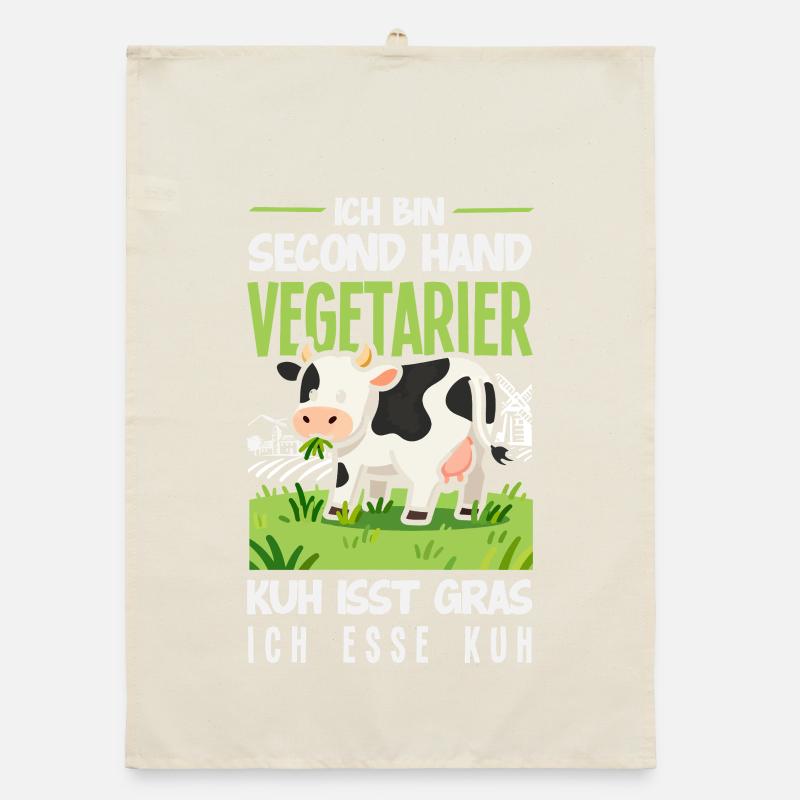 Second Hand Vegetarier Kuh Isst Gras Fleisch Organic Geschirrtuch