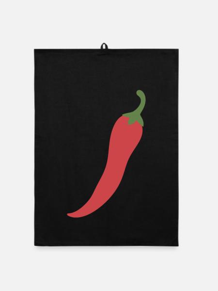 Chilischote Lebensmittel Illustration Geschenkidee - Organic Geschirrtuch - Schwarz - Vorne