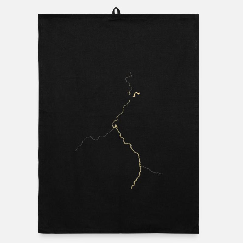 Veines dorées sur noir Torchon bio