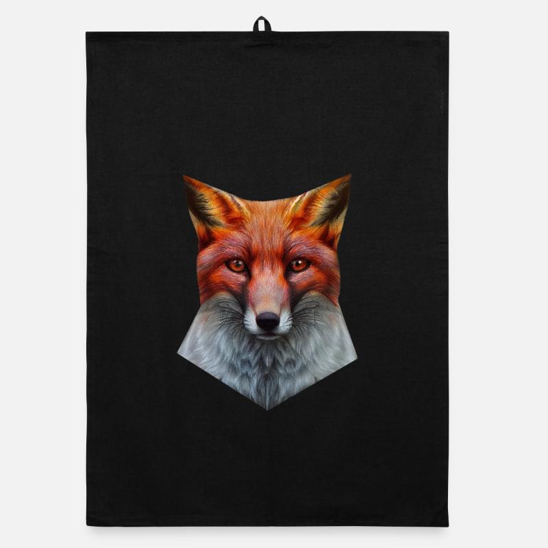Tête de renard - Torchon bio - noir