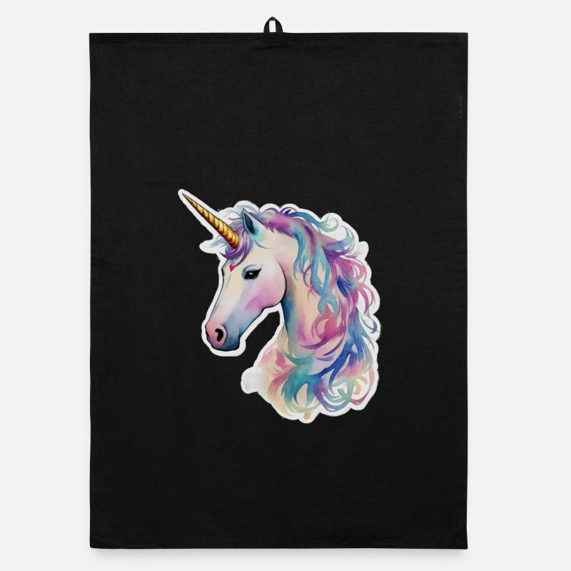 Einhorn - Organic Geschirrtuch - Schwarz