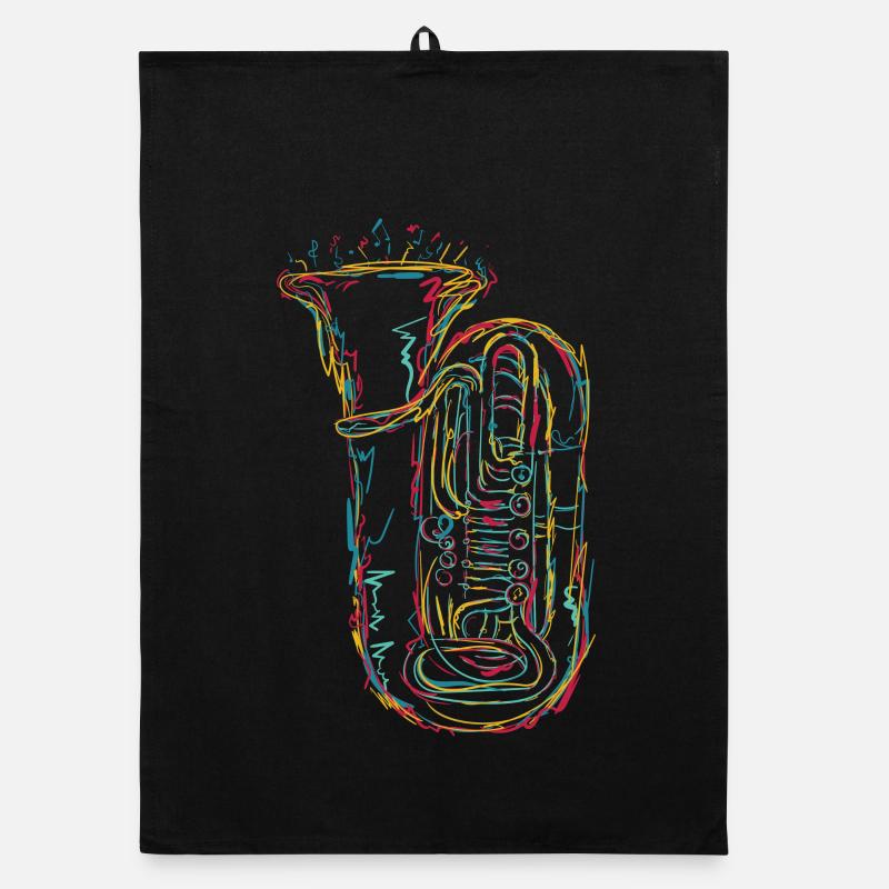 Tuba Sketch Organic dish towel