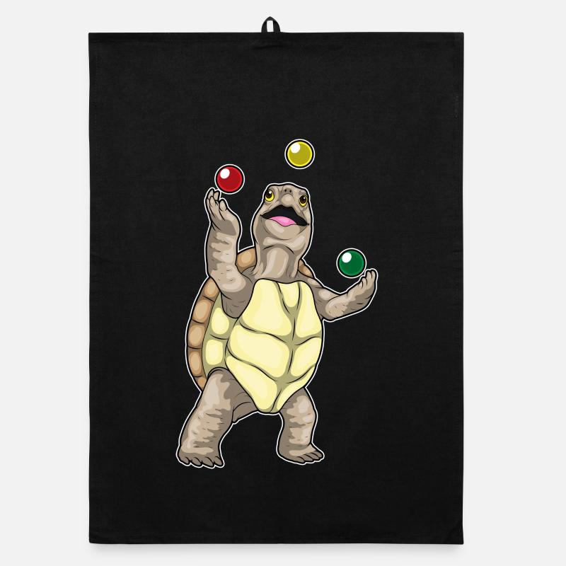 Turtle juggler juggling Organic dish towel
