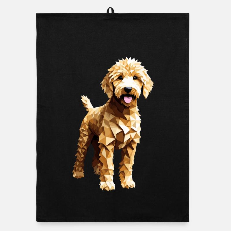 Goldendoodle Golden Doodle Chien Géométrique - Torchon bio - noir