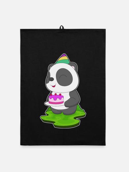 Gâteau d’anniversaire panda - Torchon bio - noir - Devant